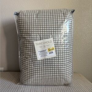 NWT Full/Queen Mini Gingham Comforter and Sham Set Moss Green - Threshold